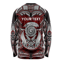 Personalized New Zealand Aotearoa Rugby Long Sleeve Shirt Maori Fern Tattoo Art