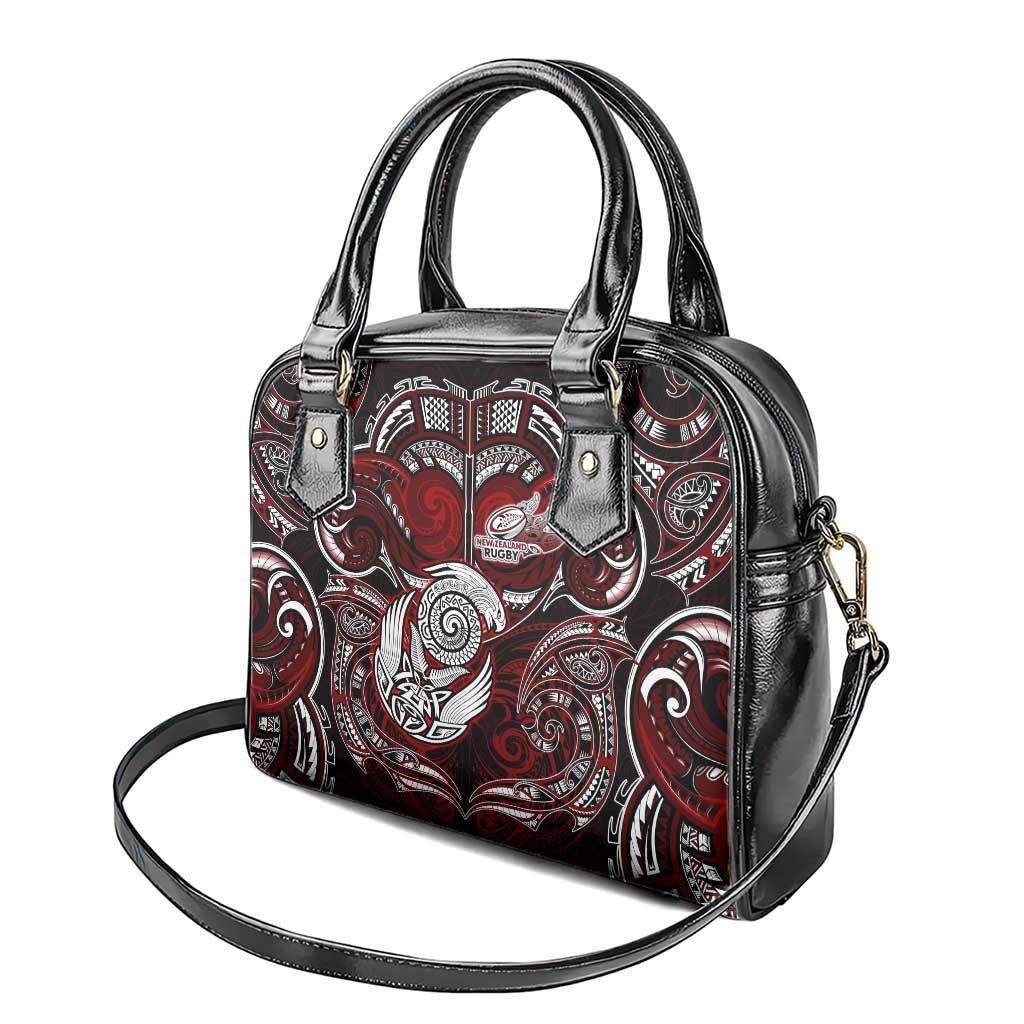 New Zealand Aotearoa Rugby Shoulder Handbag Maori Fern Tattoo Art