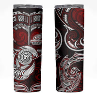 New Zealand Aotearoa Rugby Skinny Tumbler Maori Fern Tattoo Art