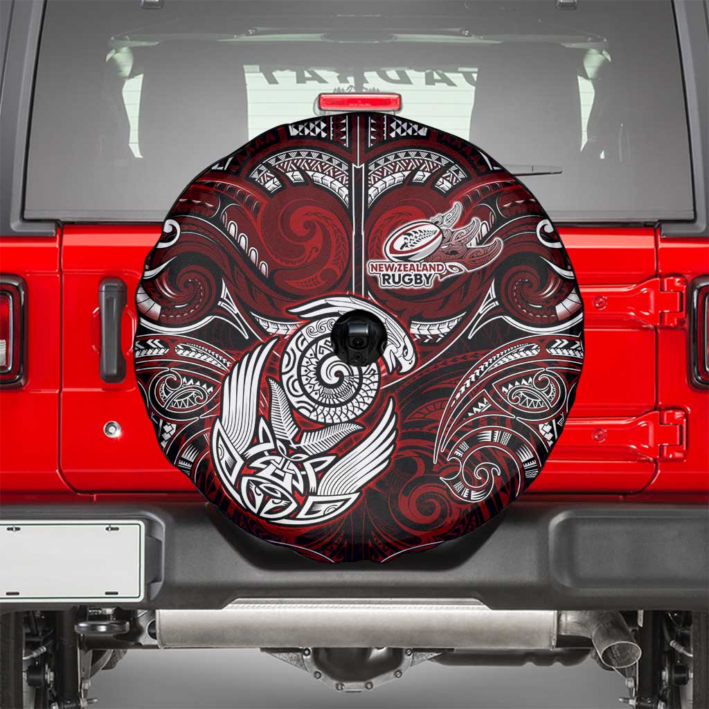New Zealand Aotearoa Rugby Spare Tire Cover Maori Fern Tattoo Art