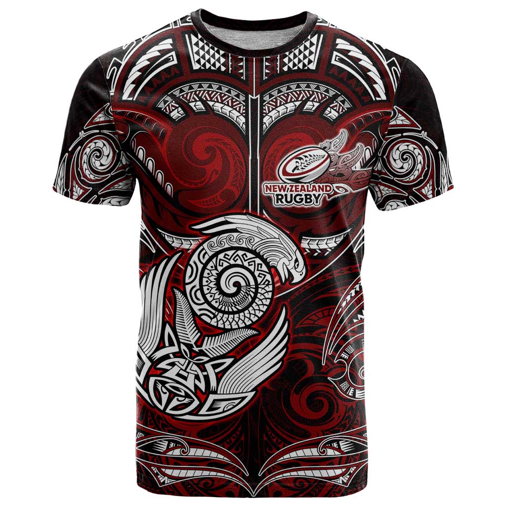 Personalized New Zealand Aotearoa Rugby T Shirt Maori Fern Tattoo Art
