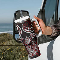 New Zealand Aotearoa Rugby Tumbler With Handle Maori Fern Tattoo Art