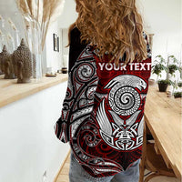 Personalized New Zealand Aotearoa Rugby Women Casual Shirt Maori Fern Tattoo Art