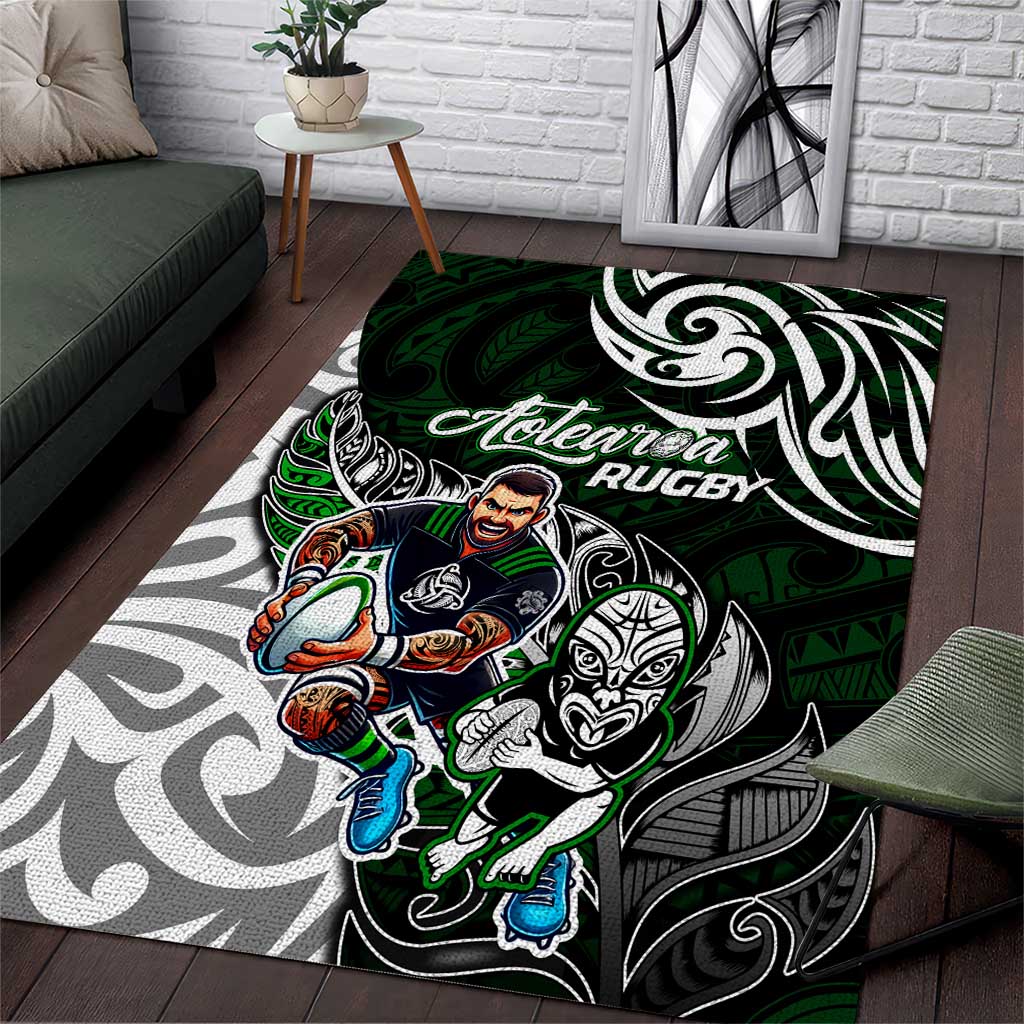 NZ Aotearoa Rugby Area Rug New Zealand Silver Fern