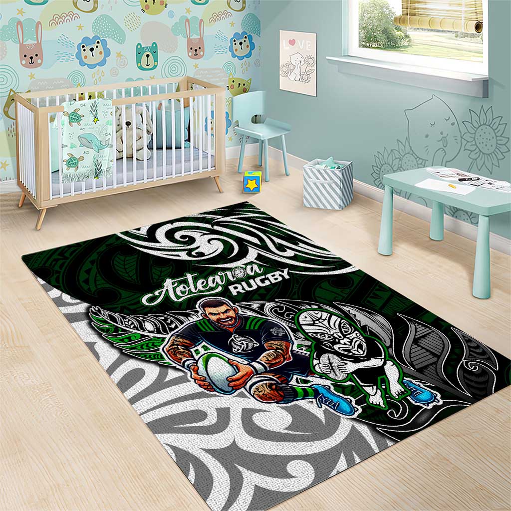 NZ Aotearoa Rugby Area Rug New Zealand Silver Fern