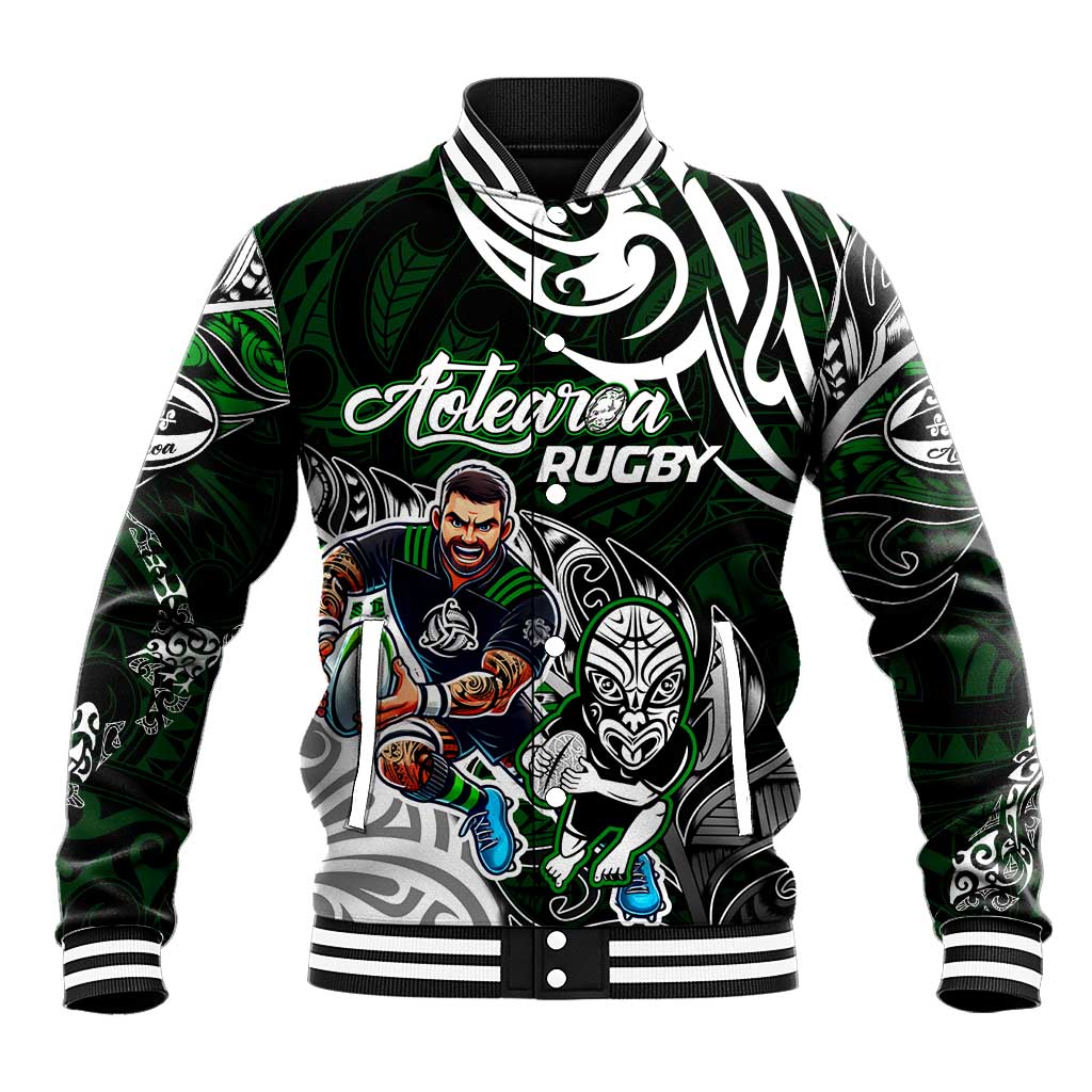 Personalized NZ Aotearoa Rugby Baseball Jacket New Zealand Silver Fern