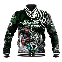 Personalized NZ Aotearoa Rugby Baseball Jacket New Zealand Silver Fern