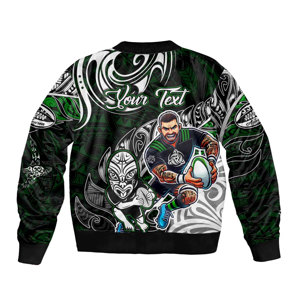 Personalized NZ Aotearoa Rugby Bomber Jacket New Zealand Silver Fern