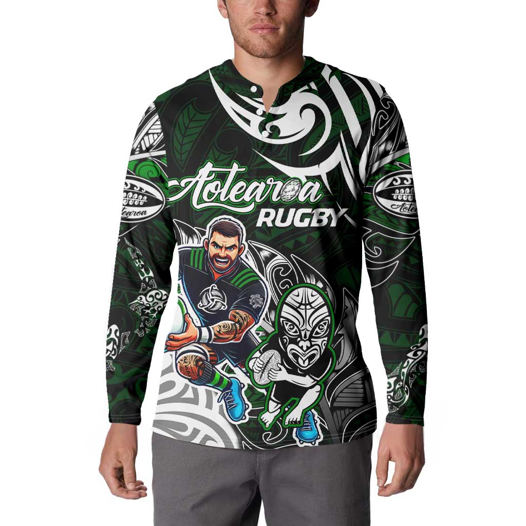 Personalized NZ Aotearoa Rugby Button Sweatshirt New Zealand Silver Fern