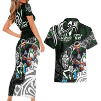 Personalized NZ Aotearoa Rugby Couples Matching Short Sleeve Bodycon Dress and Hawaiian Shirt New Zealand Silver Fern
