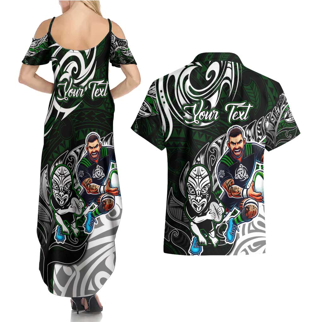 Personalized NZ Aotearoa Rugby Couples Matching Summer Maxi Dress and Hawaiian Shirt New Zealand Silver Fern