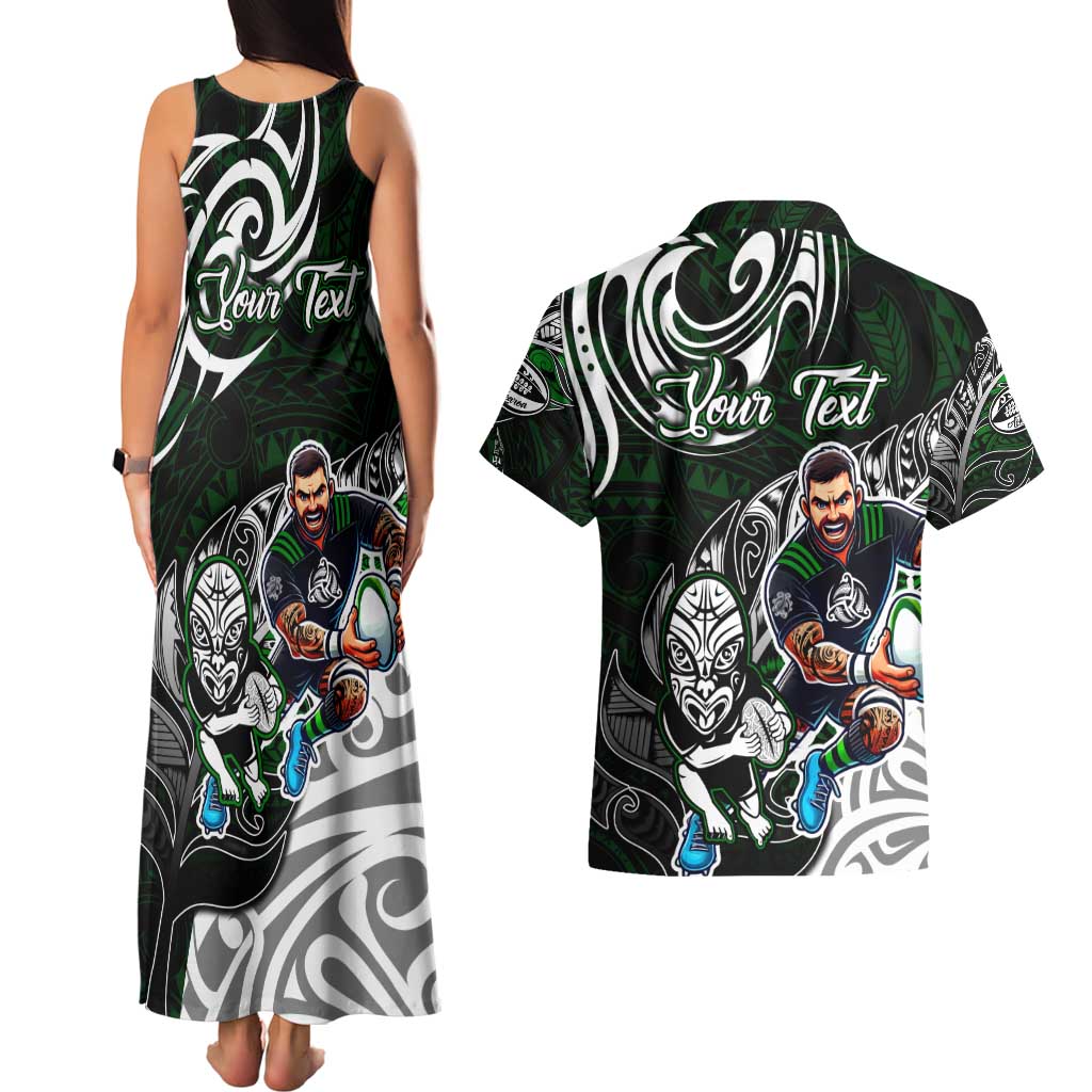 Personalized NZ Aotearoa Rugby Couples Matching Tank Maxi Dress and Hawaiian Shirt New Zealand Silver Fern