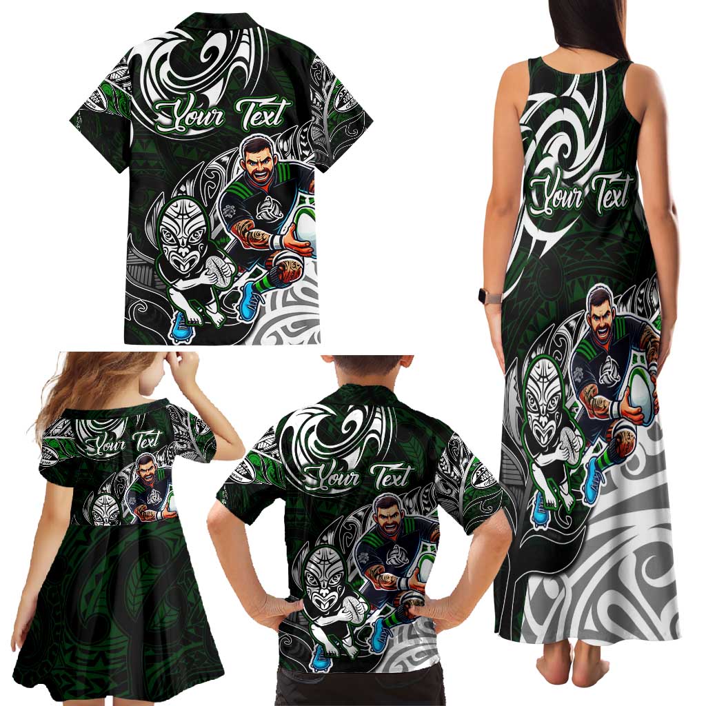 Personalized NZ Aotearoa Rugby Family Matching Tank Maxi Dress and Hawaiian Shirt New Zealand Silver Fern