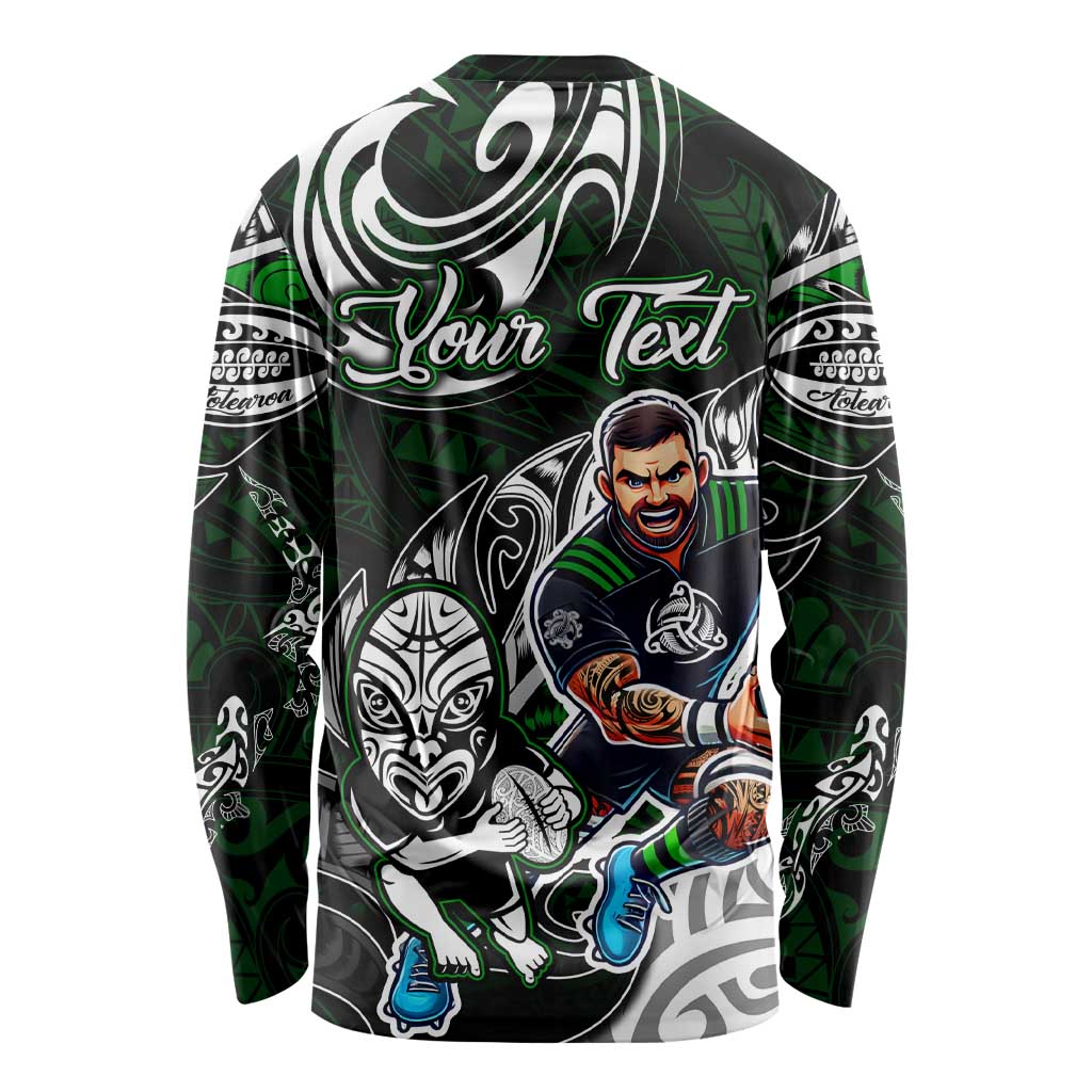 Personalized NZ Aotearoa Rugby Long Sleeve Shirt New Zealand Silver Fern