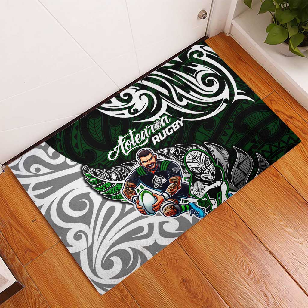 NZ Aotearoa Rugby Rubber Doormat New Zealand Silver Fern