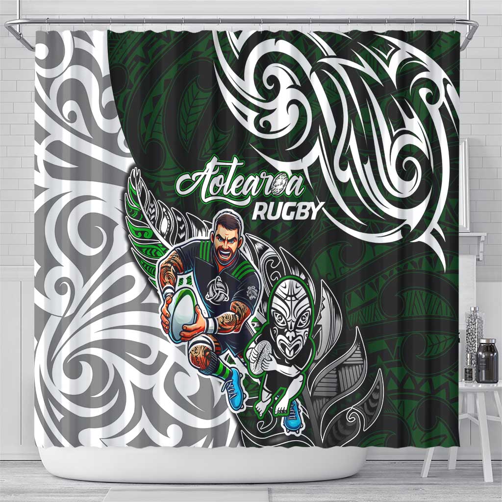 NZ Aotearoa Rugby Shower Curtain New Zealand Silver Fern