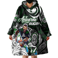 Personalized NZ Aotearoa Rugby Wearable Blanket Hoodie New Zealand Silver Fern