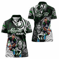 Personalized NZ Aotearoa Rugby Women Polo Shirt New Zealand Silver Fern