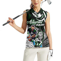 Personalized NZ Aotearoa Rugby Women Sleeveless Polo Shirt New Zealand Silver Fern