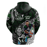 Personalized NZ Aotearoa Rugby Zip Hoodie New Zealand Silver Fern