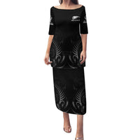 New Zealand Family Matching Puletasi Dress and Hawaiian Shirt Rugby 2023 Champions Black DT02 Mom's Dress Black - Polynesian Pride