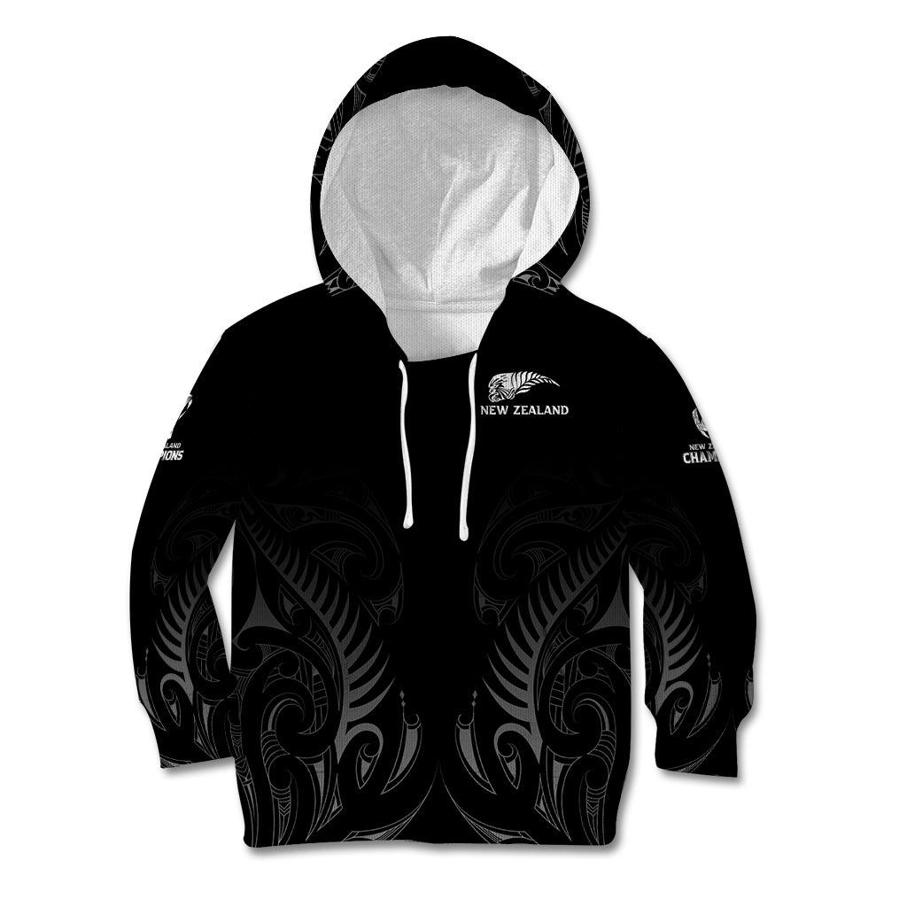 New Zealand Kid Hoodie Rugby 2023 Champions Black DT02 Hoodie Black - Polynesian Pride