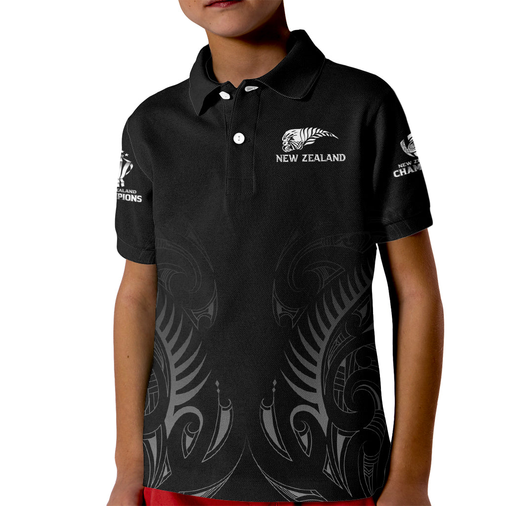 New Zealand Kid Polo Shirt Rugby 2023 Champions Black DT02 Kid Black - Polynesian Pride