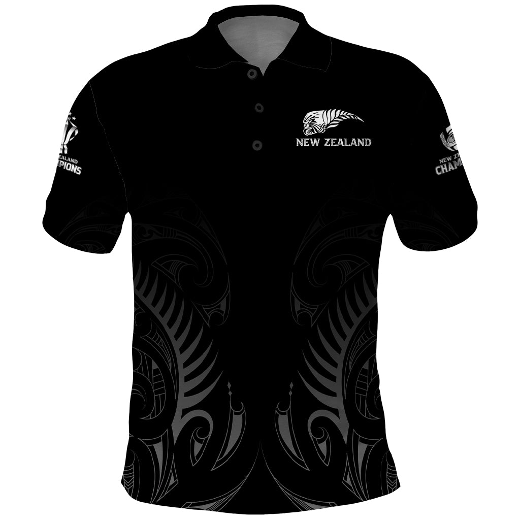 New Zealand Polo Shirt Rugby 2023 Champions Black DT02 Black - Polynesian Pride