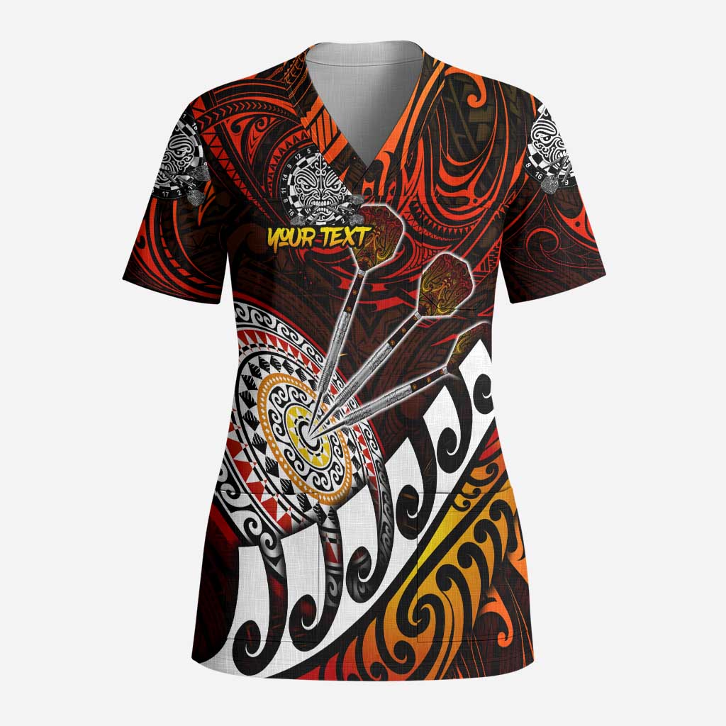 Personalised Fern Maori Darts Scrub Top New Zealand Darts - Polynesian Pride