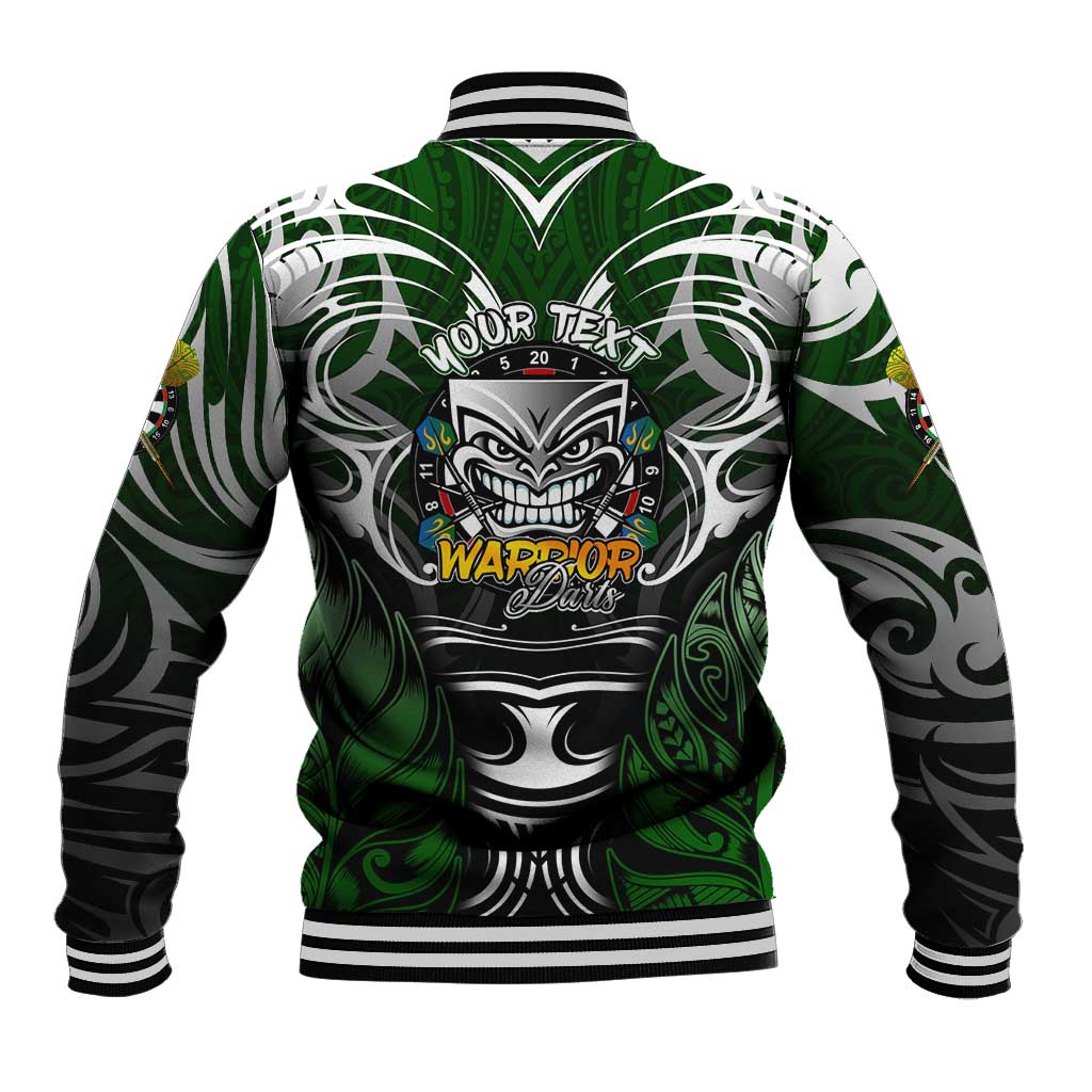 Personalised Warriors Maori Darts Baseball Jacket New Zealand Darts Silver Fern