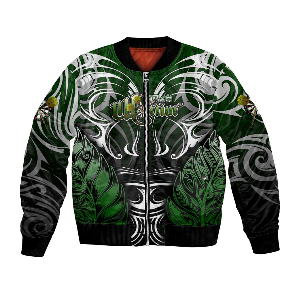 Personalised Warriors Maori Darts Bomber Jacket New Zealand Darts Silver Fern