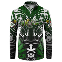 Personalised Warriors Maori Darts Button Sweatshirt New Zealand Darts Silver Fern