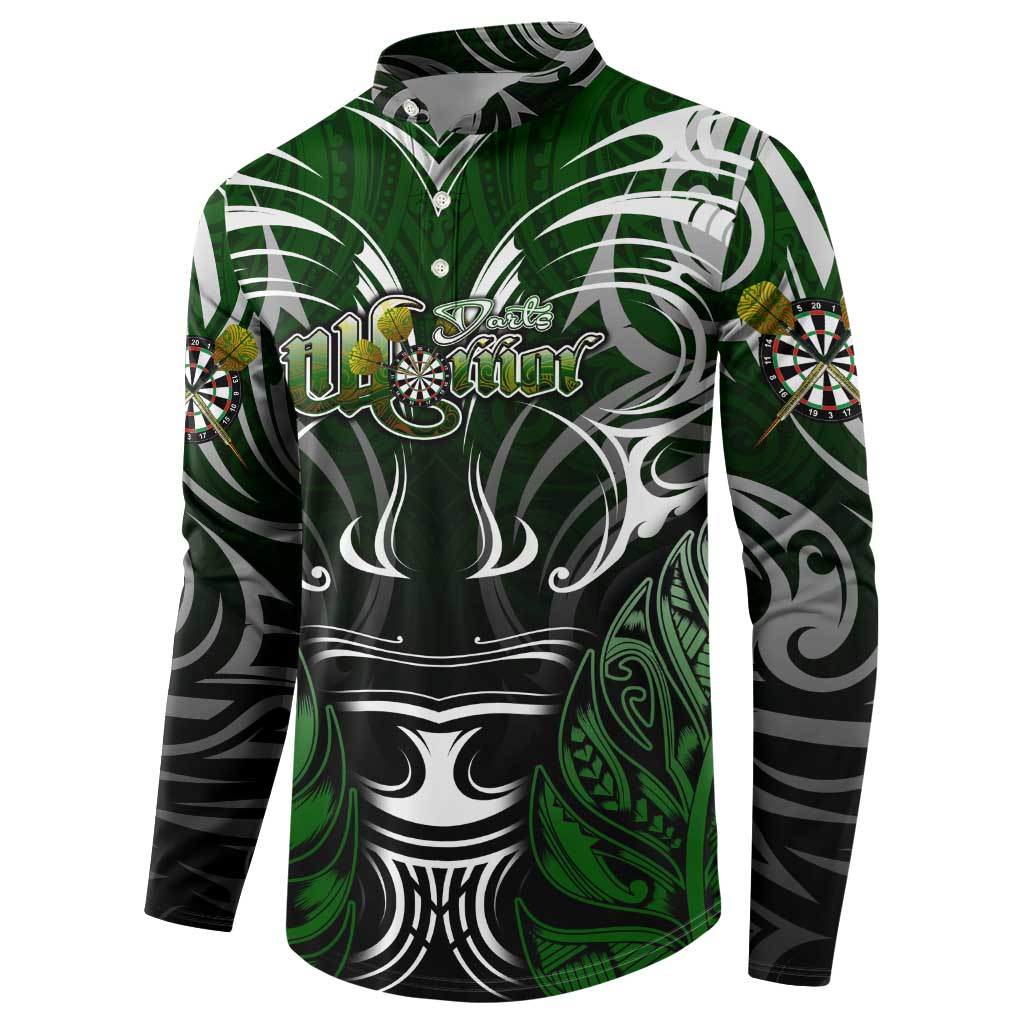 Personalised Warriors Maori Darts Button Sweatshirt New Zealand Darts Silver Fern