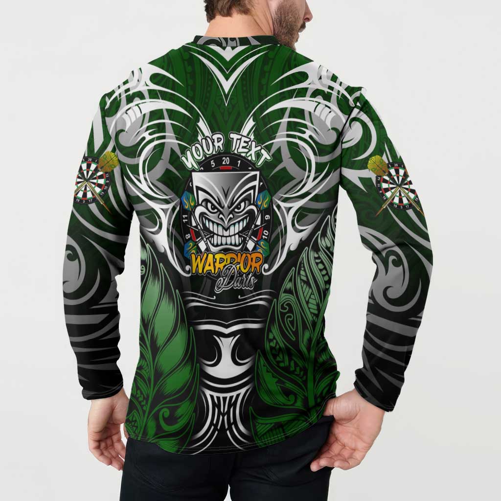 Personalised Warriors Maori Darts Button Sweatshirt New Zealand Darts Silver Fern