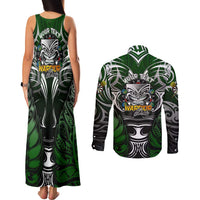 Personalised Warriors Maori Darts Couples Matching Tank Maxi Dress and Long Sleeve Button Shirt New Zealand Darts Silver Fern