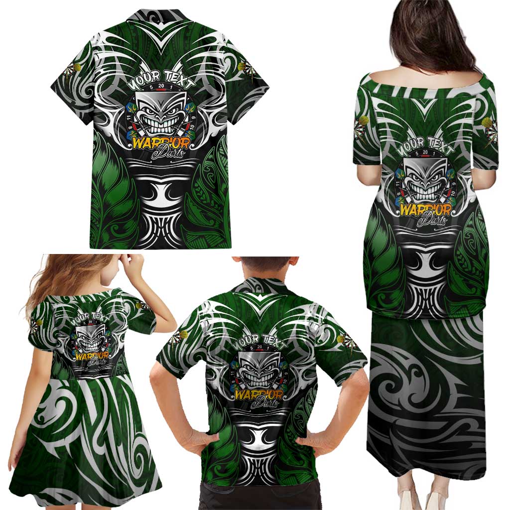 Personalised Warriors Maori Darts Family Matching Puletasi and Hawaiian Shirt New Zealand Darts Silver Fern