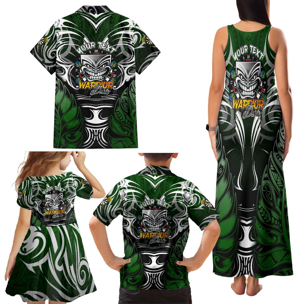 Personalised Warriors Maori Darts Family Matching Tank Maxi Dress and Hawaiian Shirt New Zealand Darts Silver Fern