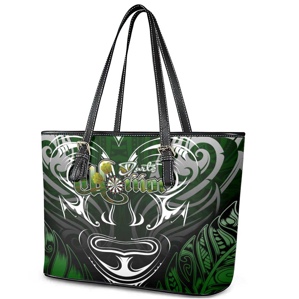 Warriors Maori Darts Leather Tote Bag New Zealand Darts Silver Fern