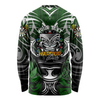 Personalised Warriors Maori Darts Long Sleeve Shirt New Zealand Darts Silver Fern