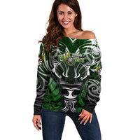 Personalised Warriors Maori Darts Off Shoulder Sweater New Zealand Darts Silver Fern