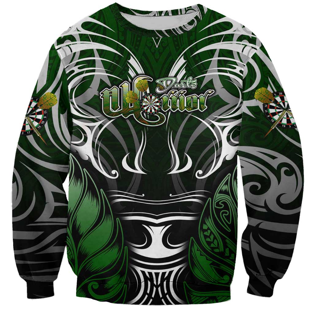Personalised Warriors Maori Darts Sweatshirt New Zealand Darts Silver Fern