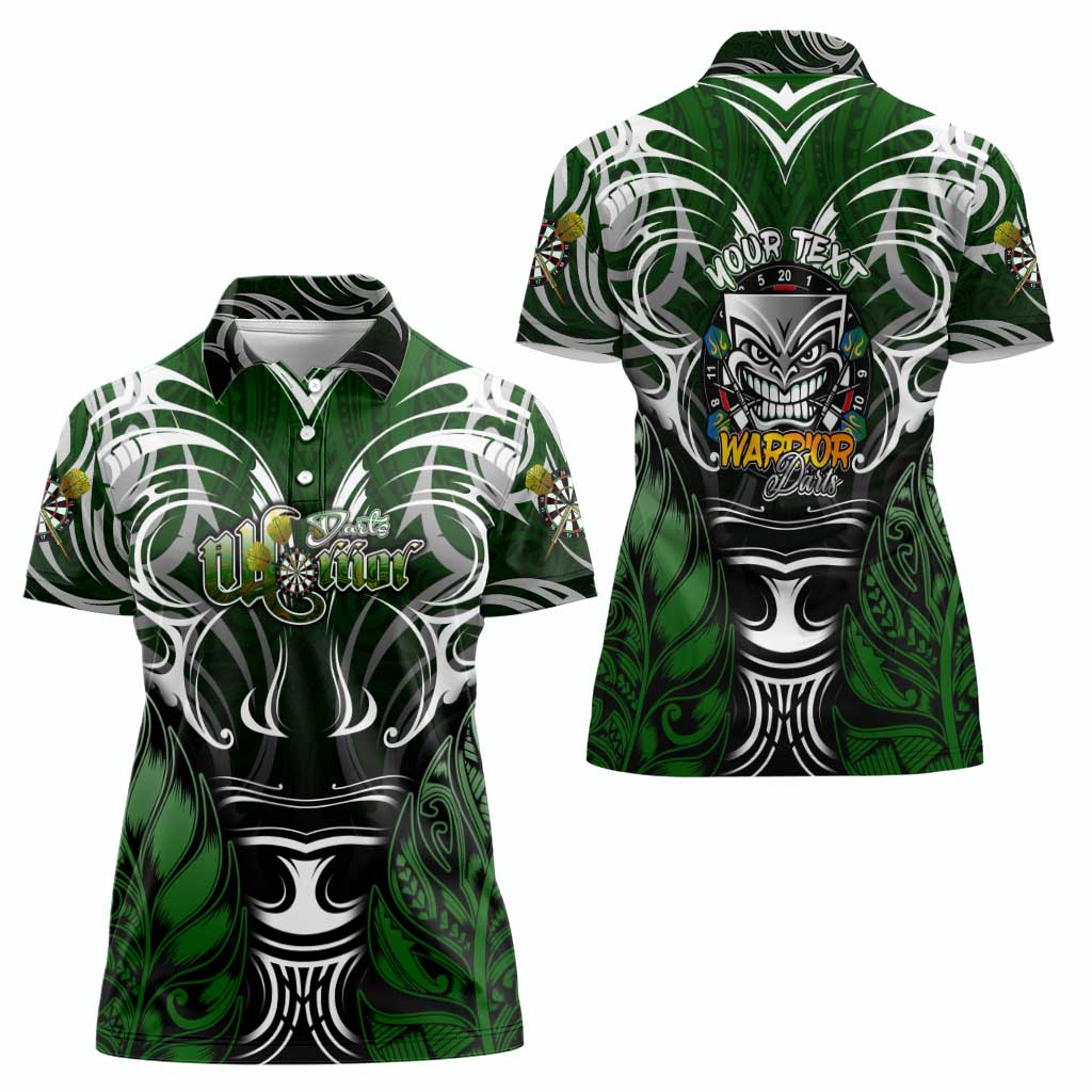 Personalised Warriors Maori Darts Women Polo Shirt New Zealand Darts Silver Fern