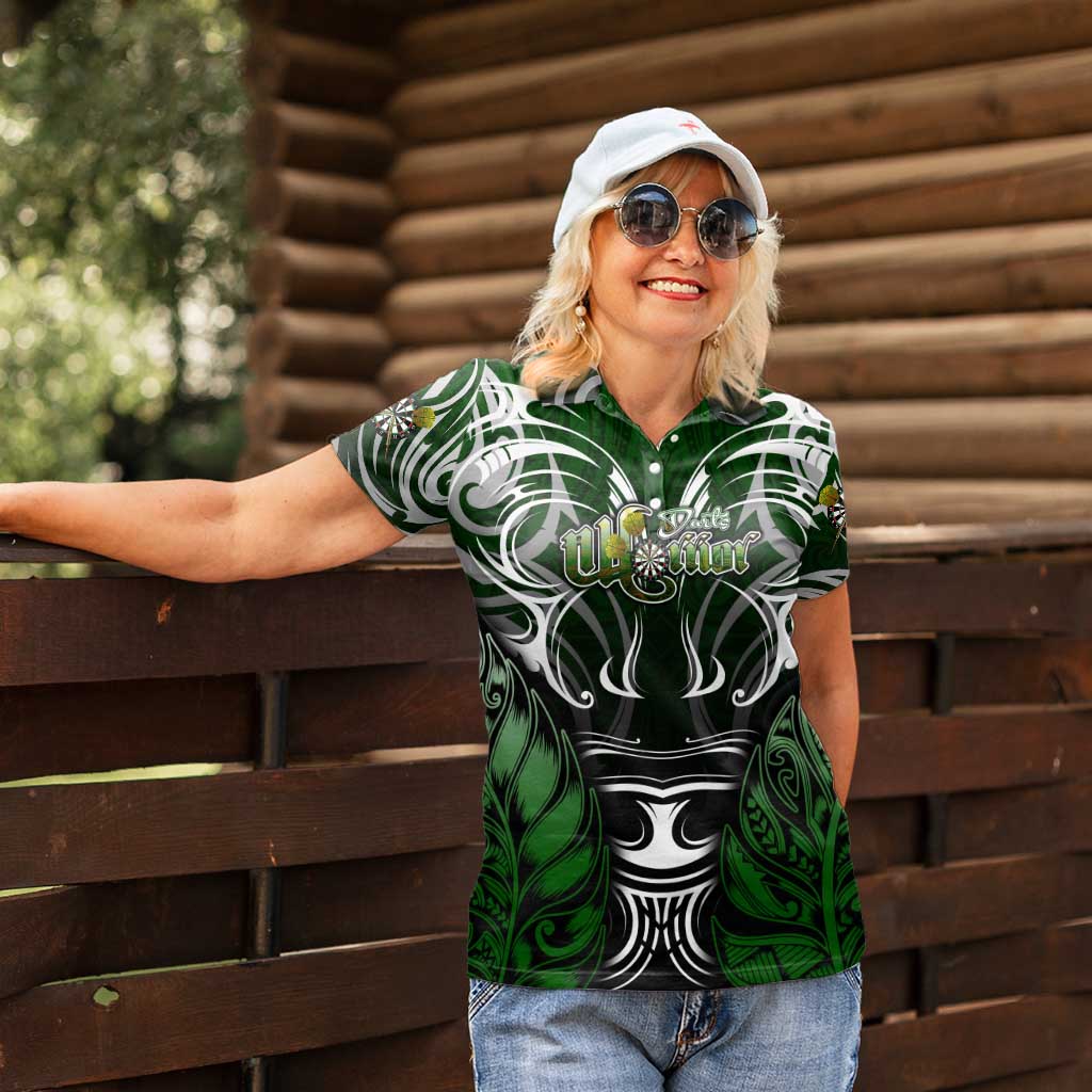 Personalised Warriors Maori Darts Women Polo Shirt New Zealand Darts Silver Fern