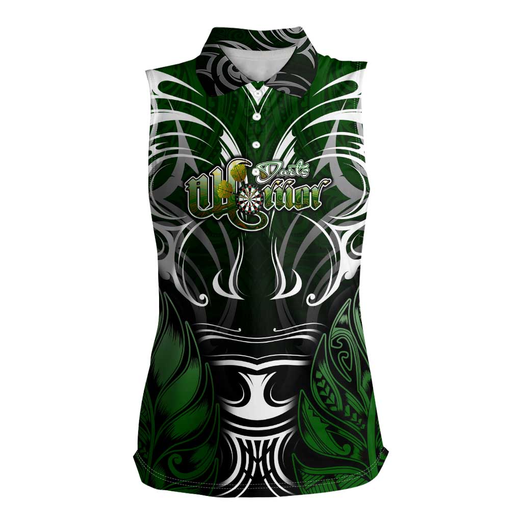 Personalised Warriors Maori Darts Women Sleeveless Polo Shirt New Zealand Darts Silver Fern