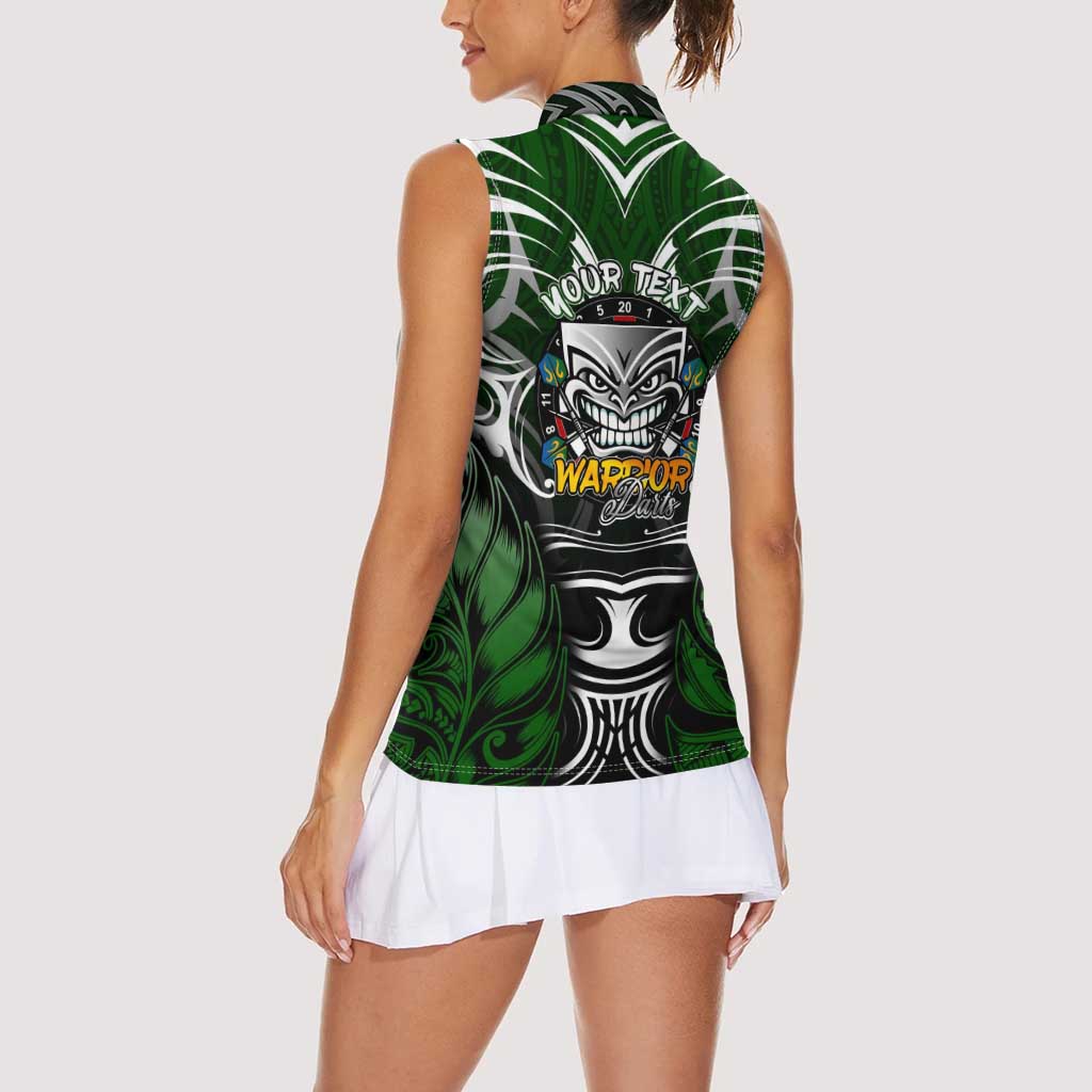 Personalised Warriors Maori Darts Women Sleeveless Polo Shirt New Zealand Darts Silver Fern