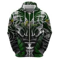 Personalised Warriors Maori Darts Zip Hoodie New Zealand Darts Silver Fern