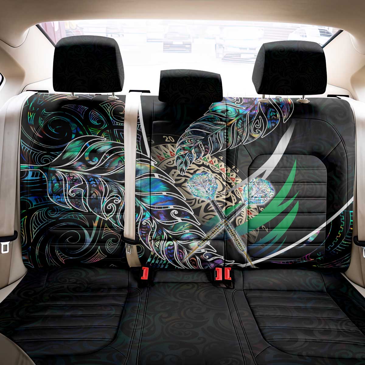 New Zealand Darts Back Car Seat Cover NZ Paua Shell Maori Fern