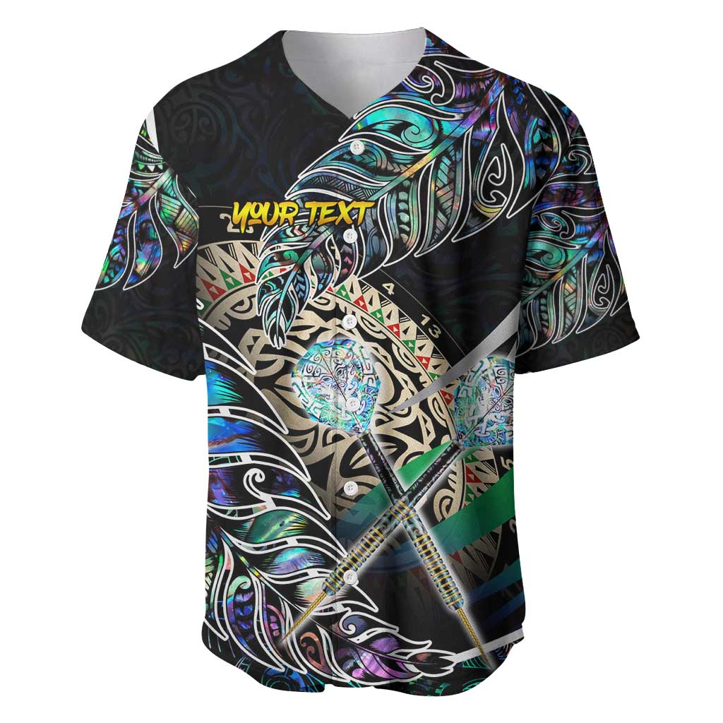 Personalised New Zealand Darts Baseball Jersey NZ Paua Shell Maori Fern