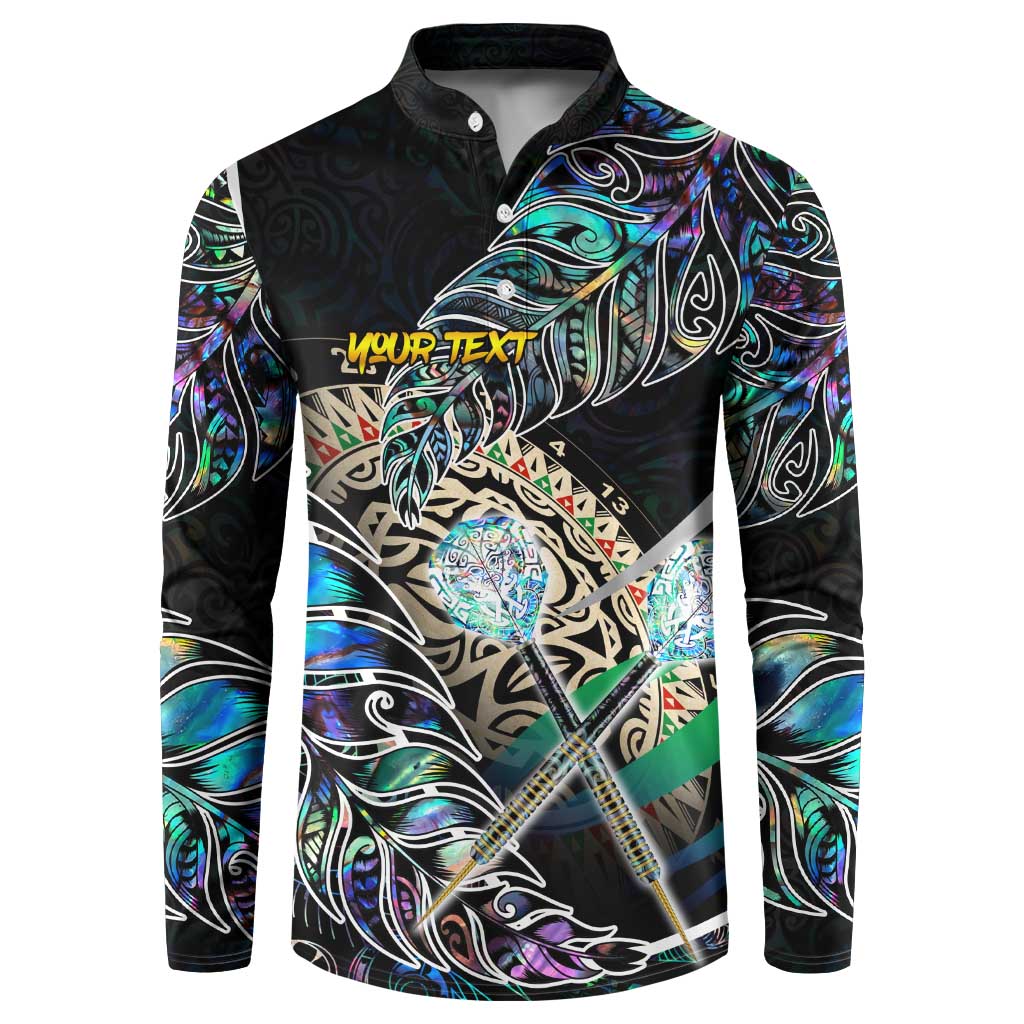 Personalised New Zealand Darts Button Sweatshirt NZ Paua Shell Maori Fern
