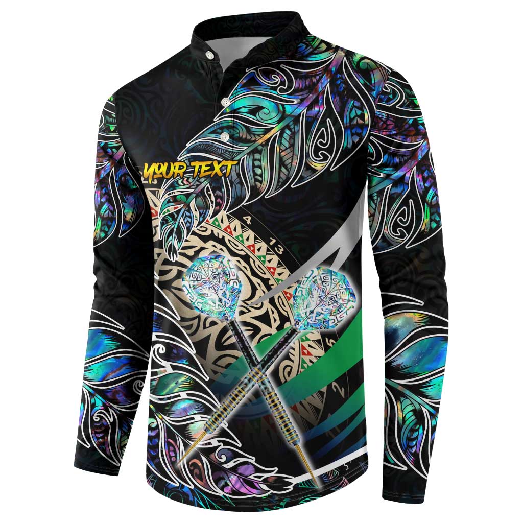 Personalised New Zealand Darts Button Sweatshirt NZ Paua Shell Maori Fern